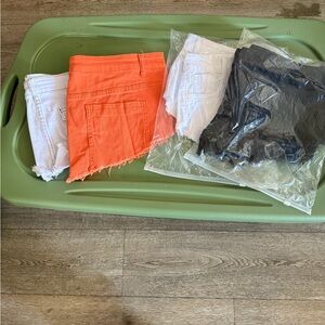 Set of four Denim Shorts bundle - Orange, White, Black
